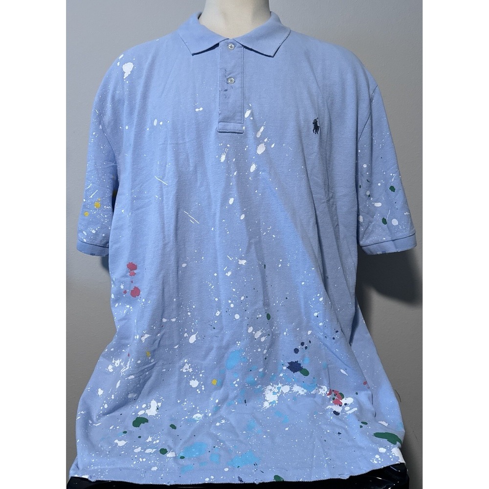 Polo Ralph Lauren Men's 3XLT Repaired Distressed Paint Splattered Artist Artwork
